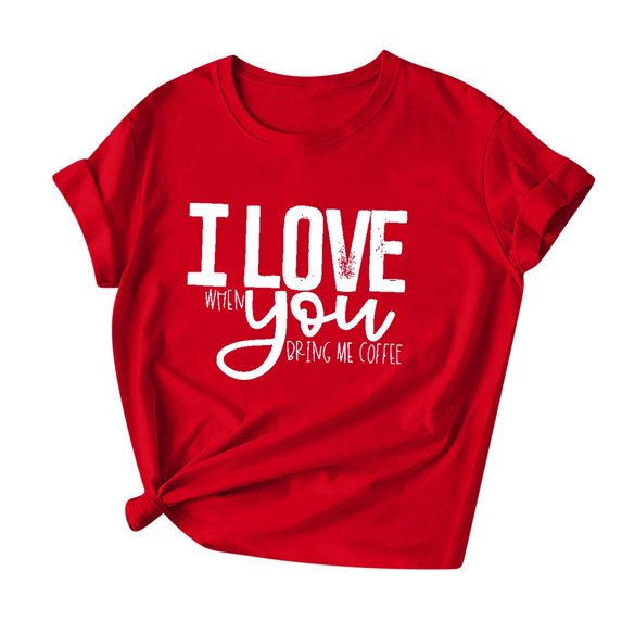 Womens Red Tops Tees Love Heart Valentines Day Tshirt Short Sleeve Summer Casual Cute Graphic Tees, 3XL
