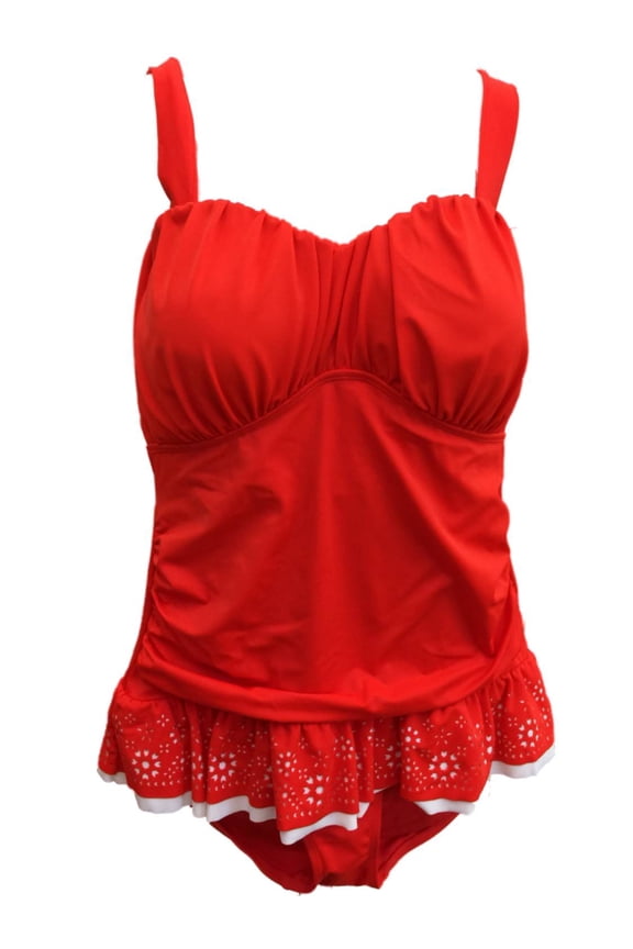 Womens Red & White Bathing Suit Single Piece Tank Top Swimming Dress 16