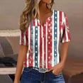 thumbnail image 1 of Womens Red White and Blue Blouse American Flag Shirts Womens Fourth of July Shirt Women Memorial Day Shirts Women Fashion Printing Casual Short Sleeves Blouse V-Neck T-Shirt, 1 of 5