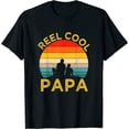 thumbnail image 1 of Womens Reel Cool Papa Fishing Daddy Vintage Grandpa Fathers Day T-Shirt Black Medium, 1 of 5