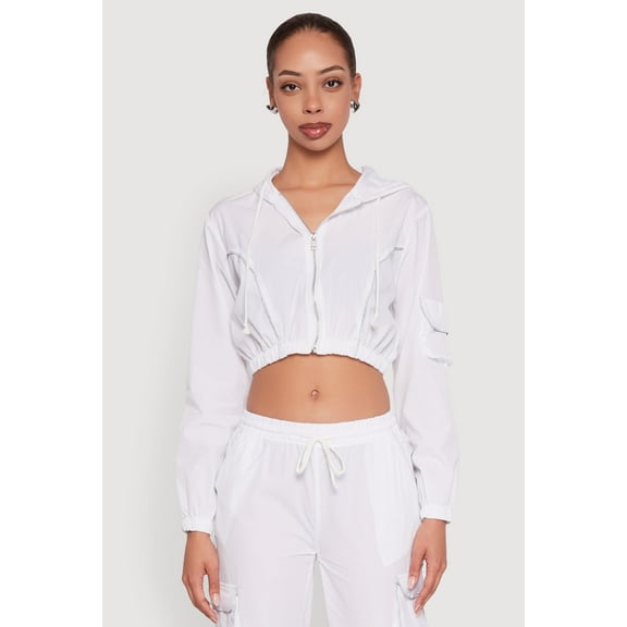 Womens Reflective Trim Cropped Windbreaker