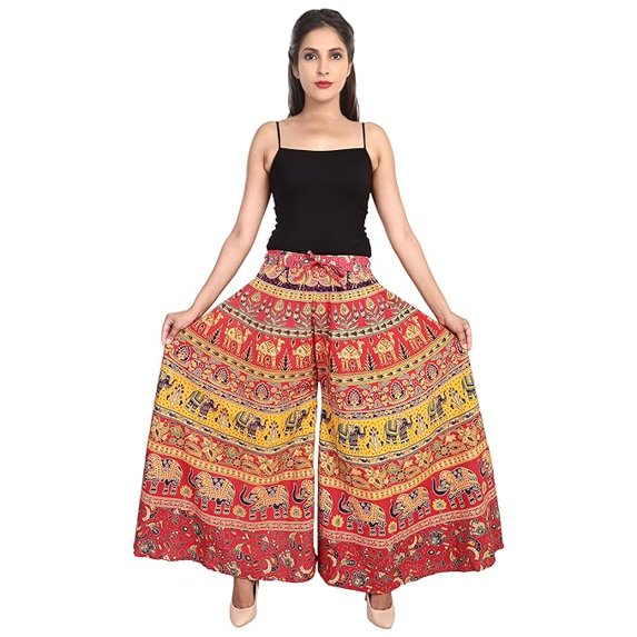 Womens Regular Fit New Fashionable Cotton Printed Divided Palazzo Pant