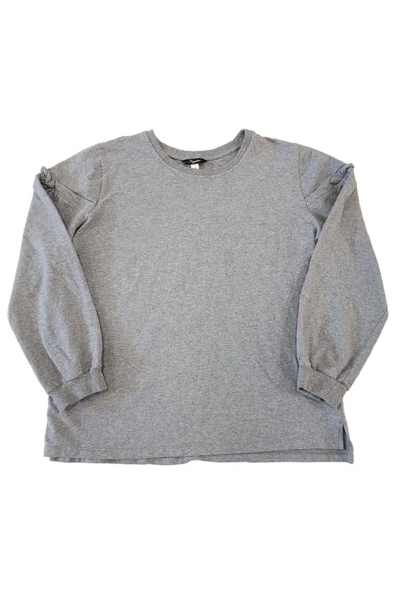 Womens Regular & Plus Grey Ruffled Long Sleeve Sweatshirt Top Shirt 2X