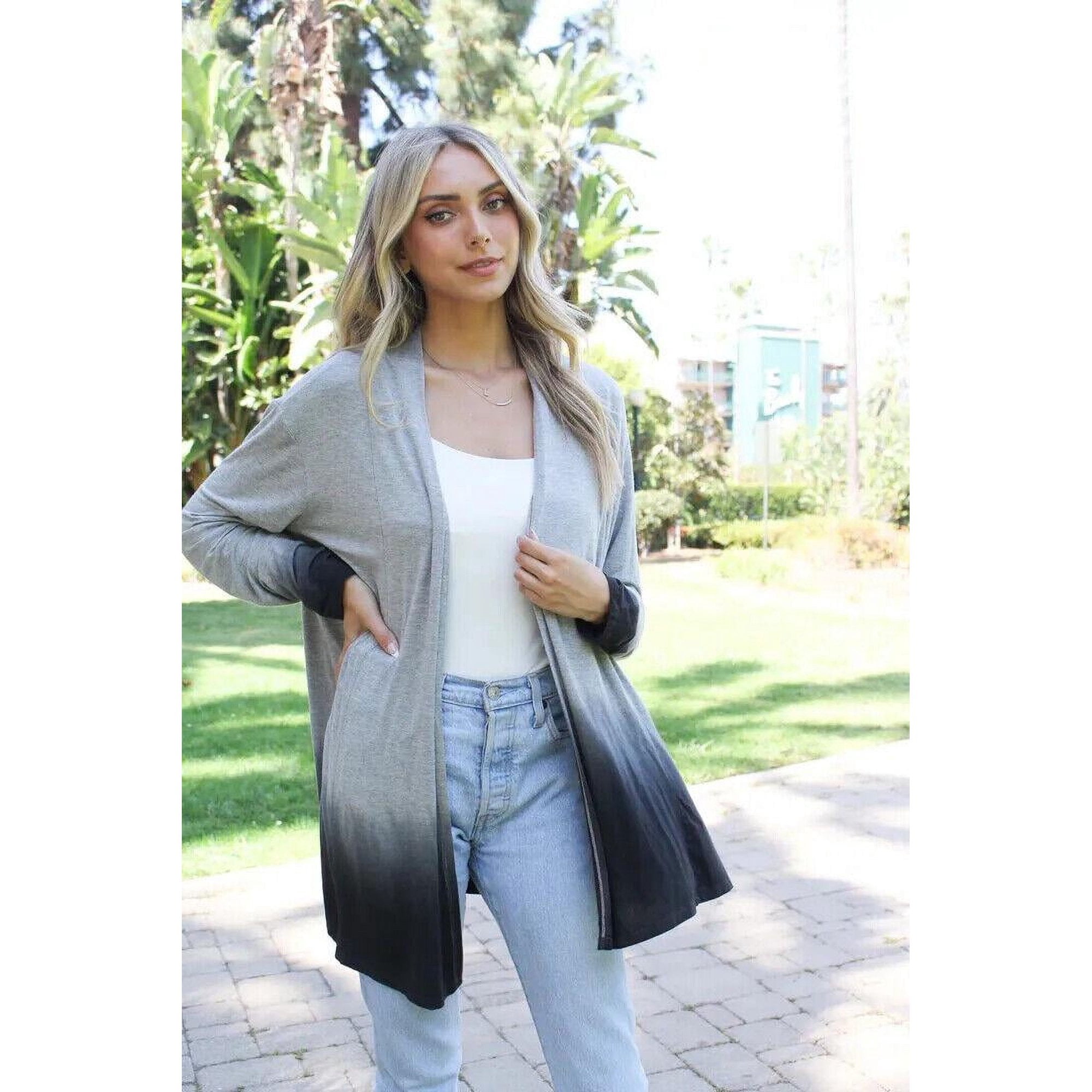 Womens Regular Plus Size Long Sleeve Open Front Draped Cardigan 