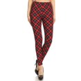 thumbnail image 1 of Womens Regular Size Black Red Plaid Pattern Ultra Soft Leggings (One Size), 1 of 3