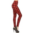 thumbnail image 1 of Womens Regular Size Gingham Red Plaid Design Leggings (One Size), 1 of 4