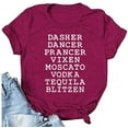 thumbnail image 1 of Womens Reindeer Drinking Christmas Shirts Dasher Dancer Prancer Vixen Moscato Vodka Tequila Blitzen Xmas Graphic Tees Tops, 1 of 1