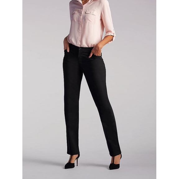 Womens Relaxed Fit Straight Leg Pant (All Day Pant) (Petite) in Black