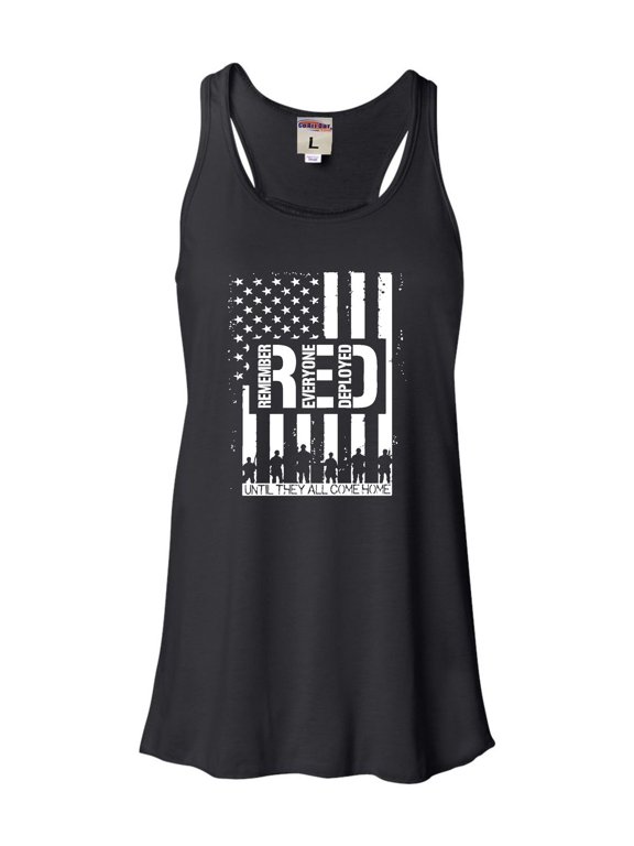 Womens Remember Everyone Deployed RED Friday Flowy Racerback Tank Top T-Shirt