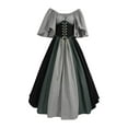 thumbnail image 1 of Womens Renaissance Costume Medieval Gowns Halloween Costume Short Sleeve off Shoulder Dress Cocktail Party Dresses Casual Pleated Dress, 1 of 3