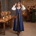 thumbnail image 1 of Womens Renaissance Costume, Renaissance Costume, Renaissance Costume Women, Renaissance Dress Women Medieval Costume Court Dress Victorian Regency Queen Princess Peasant Dress-Dress+Vest, Dark Blue L, 1 of 6