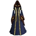 thumbnail image 1 of Womens Renaissance Costumes Hooded Dress Elastic High Waist Flowy Long Sleeve Embroidered Big Hem Dresses Halloween, 2XL, 1 of 2