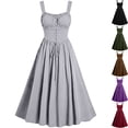 thumbnail image 1 of Womens Renaissance Dress Medieval Costume Lace Up Corset Peasant Wench A-Line Midi Dress for Halloween Cosplay Party 2026, Gray, XXL, 1 of 8