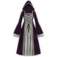 thumbnail image 1 of Womens Renaissance Dress Plus Size Retro Hooded Medieval Party Festival Outfit Trumpet Long Sleeve Maxi Dress (XL, Purple), 1 of 5