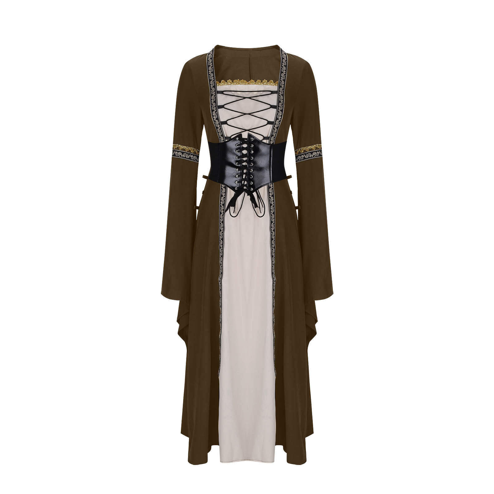 sachin and babi light blue dress NIEWTR Dress Women Long Sleeve Maxi Robe Vintage Fairy Elven Dress  Renaissance Celtic Viking Gothic Clothing Fantasy Ball Gown(XL,Green)