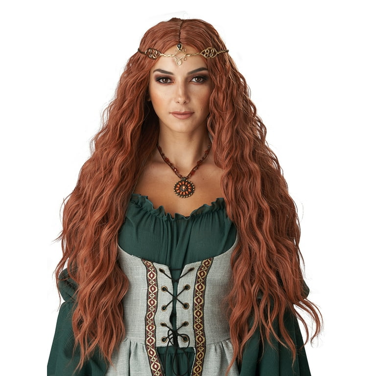 Womens Medieval Maiden Wigs Female Halloween Costume