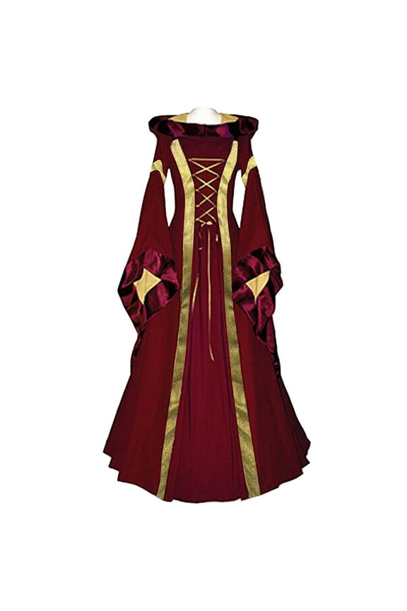 Womens Renaissance Medieval Dress with Corset Lace up Court Dress Plus Size Vintage Irish Costume Gown Princess Dress Witch Costume