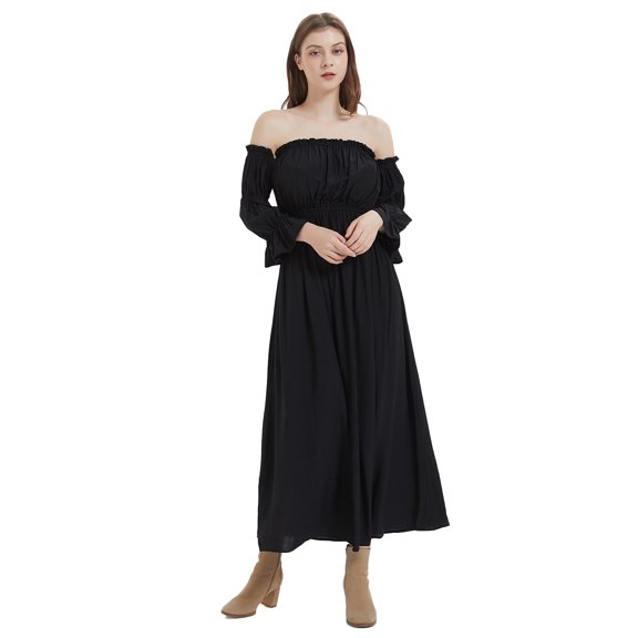 Womens Renaissance Overdress Medieval Irish Off Shoulder Dress Set