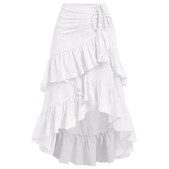 Womens Renaissance Pirate Skirt Gothic Steampunk Victorian Skirts White XL