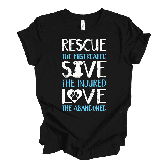 Womens Rescue the Mistreated Save The Injured Love The Abandoned Unisex Short Sleeve Graphic Tee-Black-xxxl