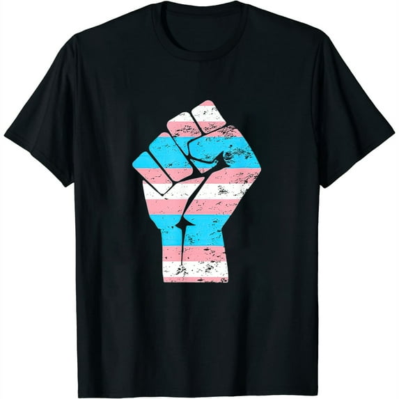 Womens Resist Fist Transgender Flag Trans Pride T-Shirt Black X-Large