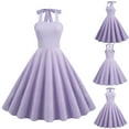 thumbnail image 1 of Womens Retro 1950s Dress Neck Vintage Tea Dress Stretchy Prom A Line Swing Cocktail Party Knee Length Dress, 1 of 9