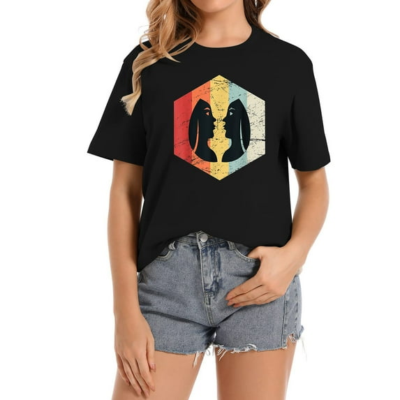 Womens Retro Astrological Sign - Gemini T-Shirt