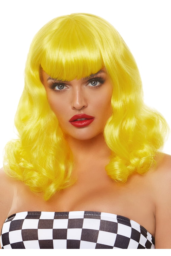 Womens Retro Bang Curly Bob Wig