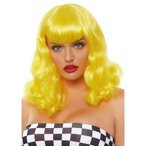 Womens Retro Bang Curly Bob Wig