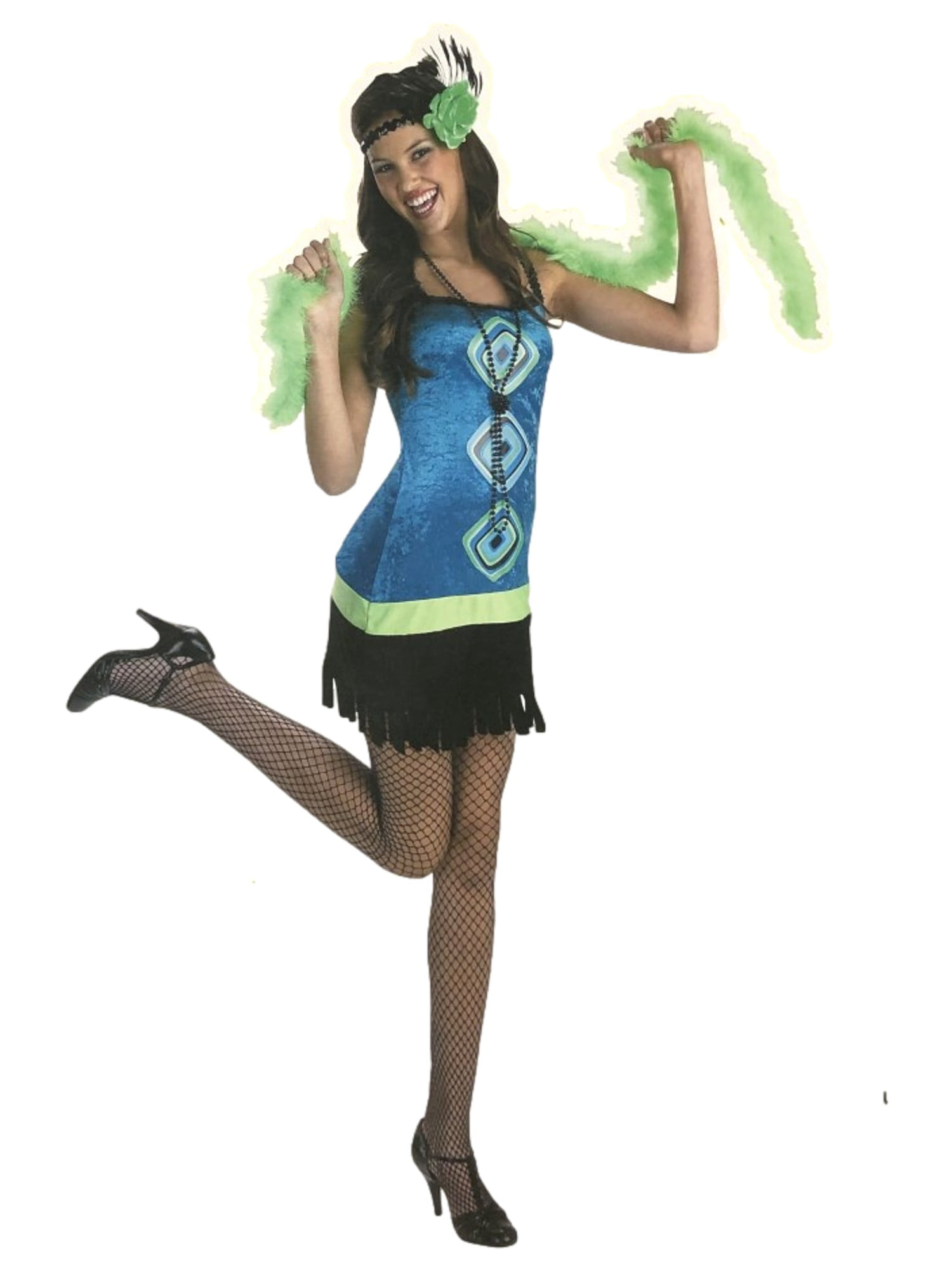 Womens Retro Blue Peacock Flapper 20s Costume Dress Headband