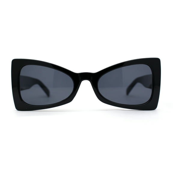 Womens Retro Bow Shape Narrow Butterfly Plastic Sunglasses All Black