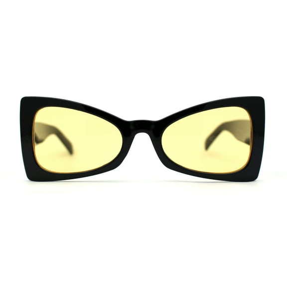 Womens Retro Bow Shape Narrow Butterfly Plastic Sunglasses Black Yellow