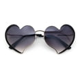 thumbnail image 1 of Womens Retro Bubbly Heart Shape Metal Rim Sunglasses Gold Black - Smoke, 1 of 8