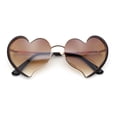 thumbnail image 1 of Womens Retro Bubbly Heart Shape Metal Rim Sunglasses Gold Brown - Brown, 1 of 8