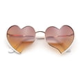 thumbnail image 1 of Womens Retro Bubbly Heart Shape Metal Rim Sunglasses Gold White - Brown, 1 of 8