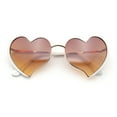 thumbnail image 1 of Womens Retro Bubbly Heart Shape Metal Rim Sunglasses Gold White - Brown, 1 of 8