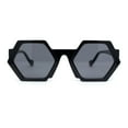 thumbnail image 1 of Womens Retro Chic Octagonal Plastic Mod Fashion Sunglasses All Black, 1 of 4