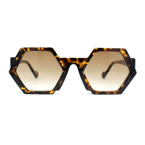Womens Retro Chic Octagonal Plastic Mod Fashion Sunglasses Tortoise - Brown