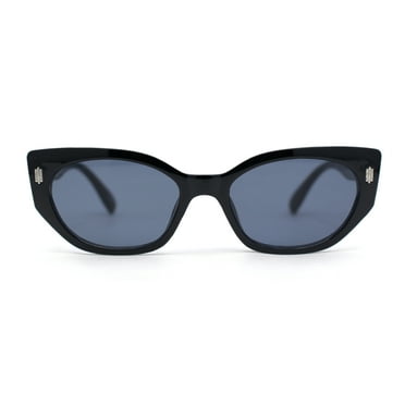 Womens Retro Classy Chic Mod Squared Cat Eye Plastic Sunglasses All Black