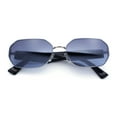 thumbnail image 1 of Womens Retro Dad Fashion Metal Rim Octagonal Rectangle Classy Sunglasses Silver - Smoke, 1 of 8