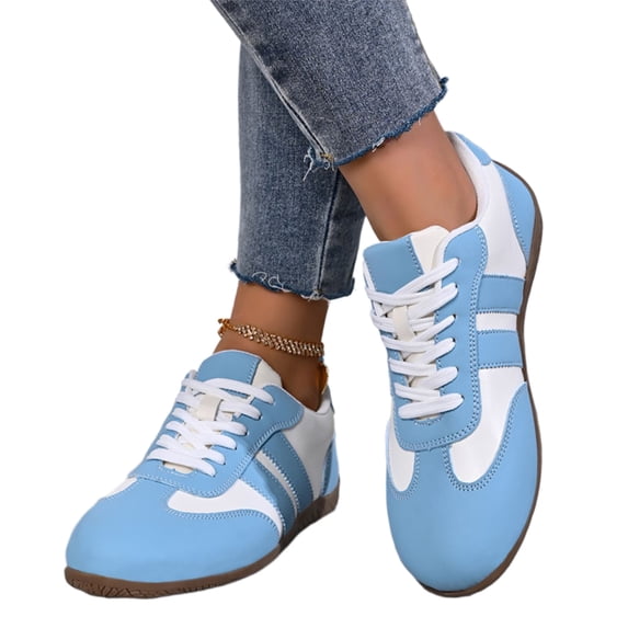 Low Energy Exercise Womens Retro Fashion Sneakers, Low-Top Lace Up Color Block Casual Shoes ...