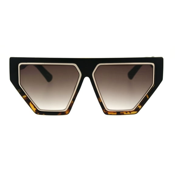 Womens Retro Flat Top Futuristic Mod Squared Cat Eye Sunglasses Black Tortoise Brown