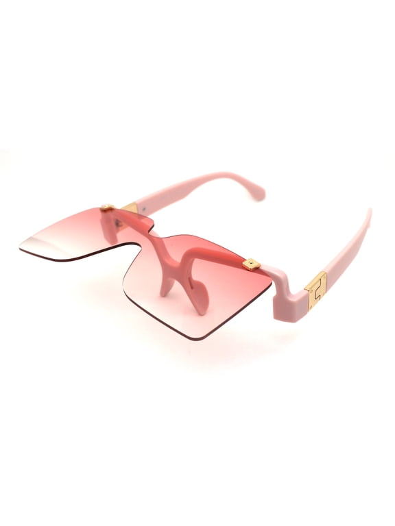 Womens Retro Flip Up Mod Fashion Rectangular Plastic Sunglasses Pink