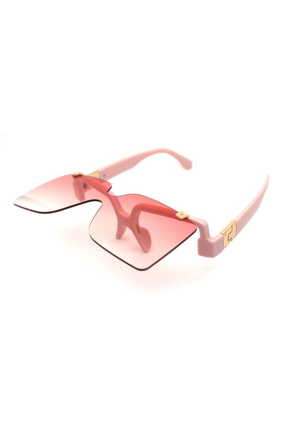 Womens Retro Flip Up Mod Fashion Rectangular Plastic Sunglasses Pink