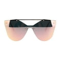 thumbnail image 1 of Womens Retro Futuristic Rimless Butterfly Shield Sunglasses Gold Peach, 1 of 4