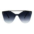 thumbnail image 1 of Womens Retro Futuristic Rimless Butterfly Shield Sunglasses Gold Smoke, 1 of 4