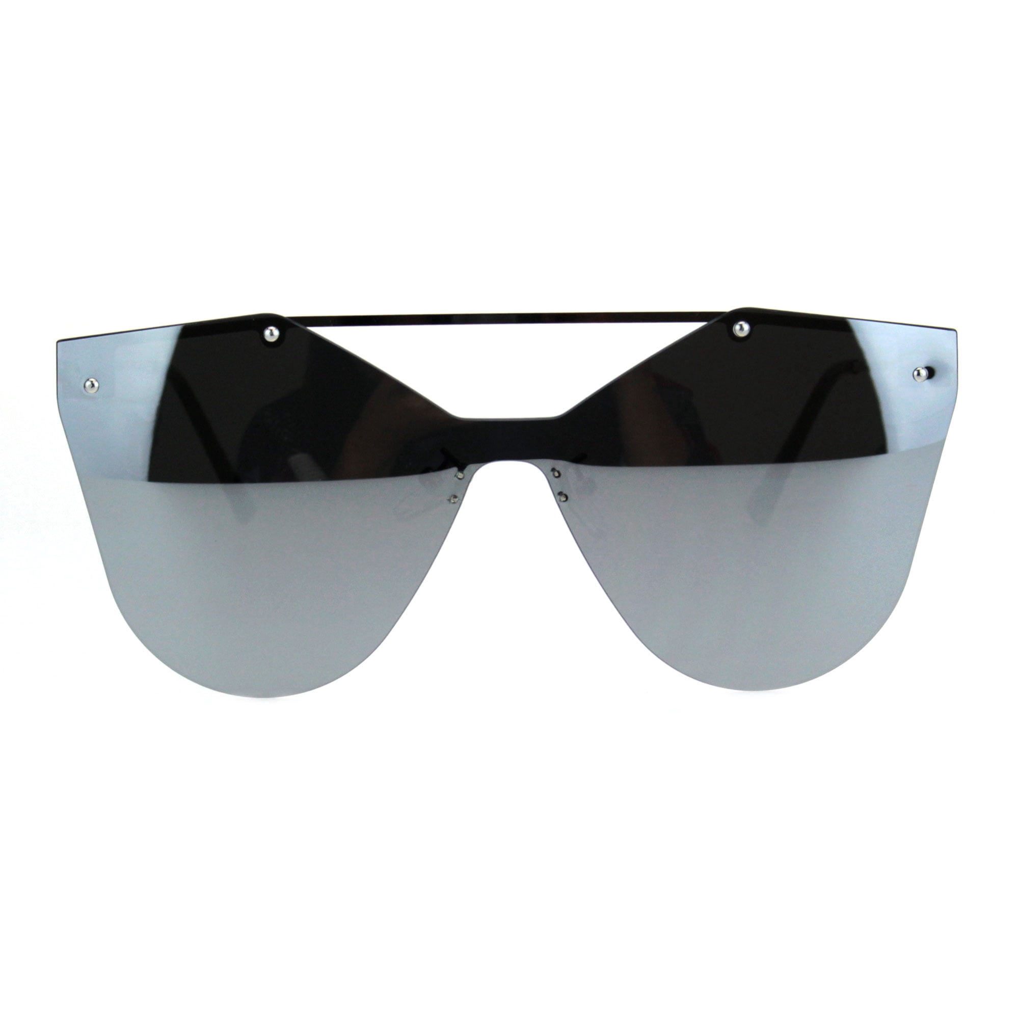 Women\'s Silver Mirrored Shield Sunglasses Womens Elegant Rimless Shield Wrap Luxury Designer  main image 2
