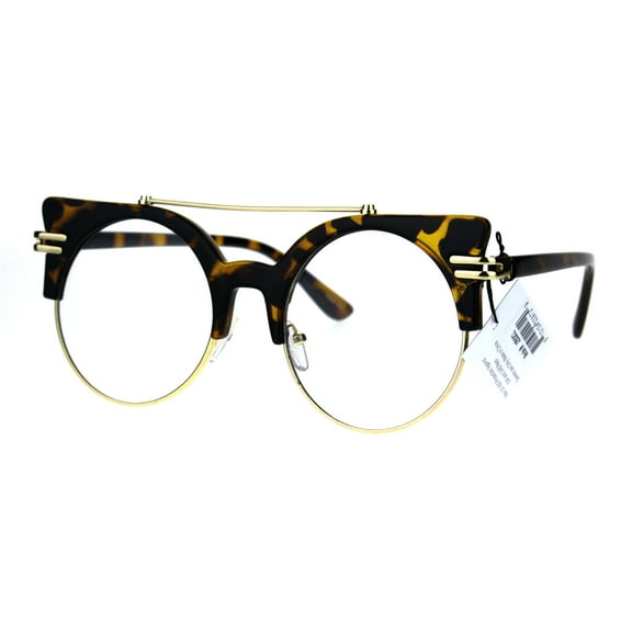 Womens Retro Half Rim Round Mid Century Vintage Style Eye Glasses Tortoise