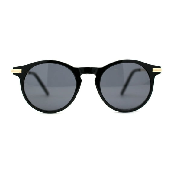 Womens Retro Hipster Round Keyhole Mod Sunglasses All Black
