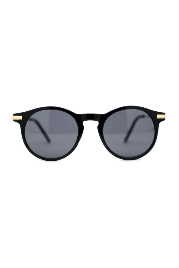 Womens Retro Hipster Round Keyhole Mod Sunglasses All Black